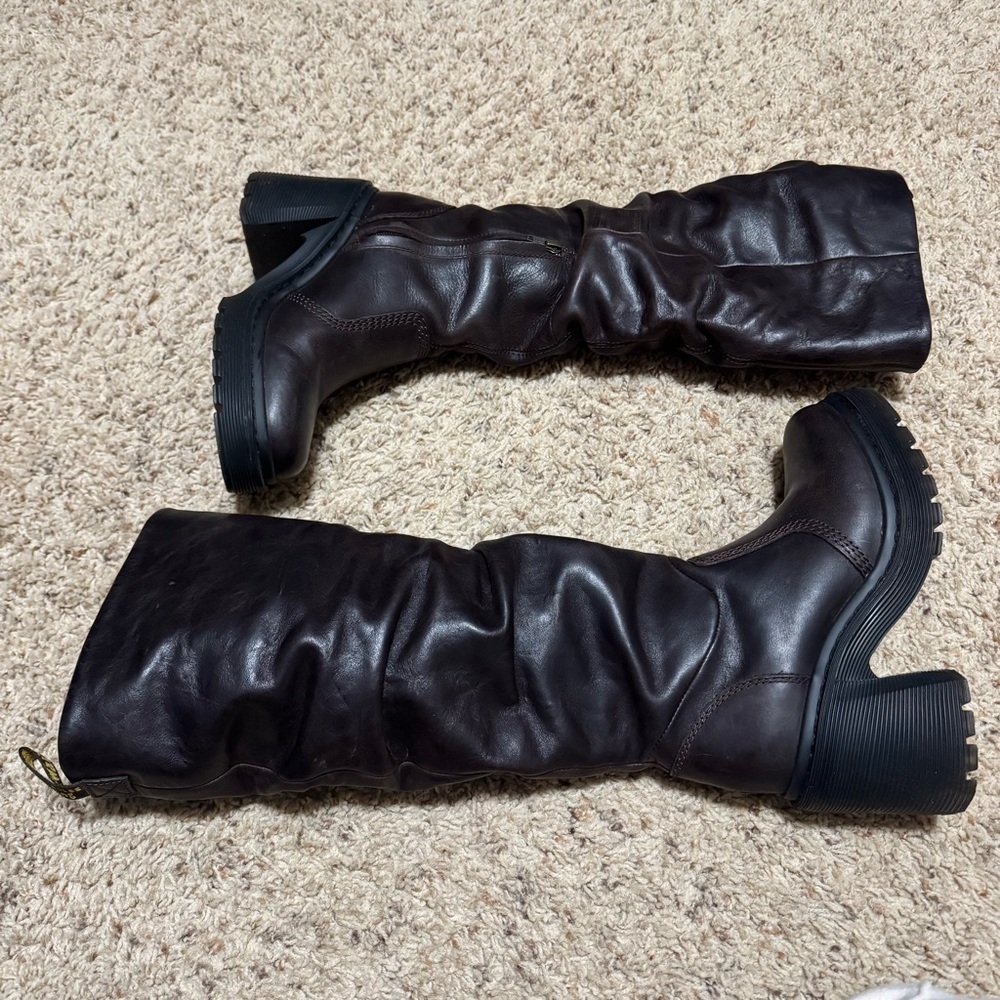 Kinsley Leather Knee High Heeled Boots